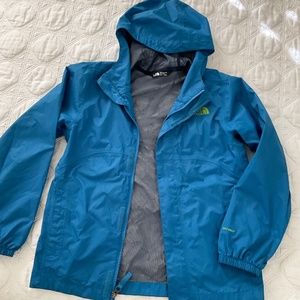 Boys North Face Dry Vent Hooded Rain Jacket - Blue M (10/12)